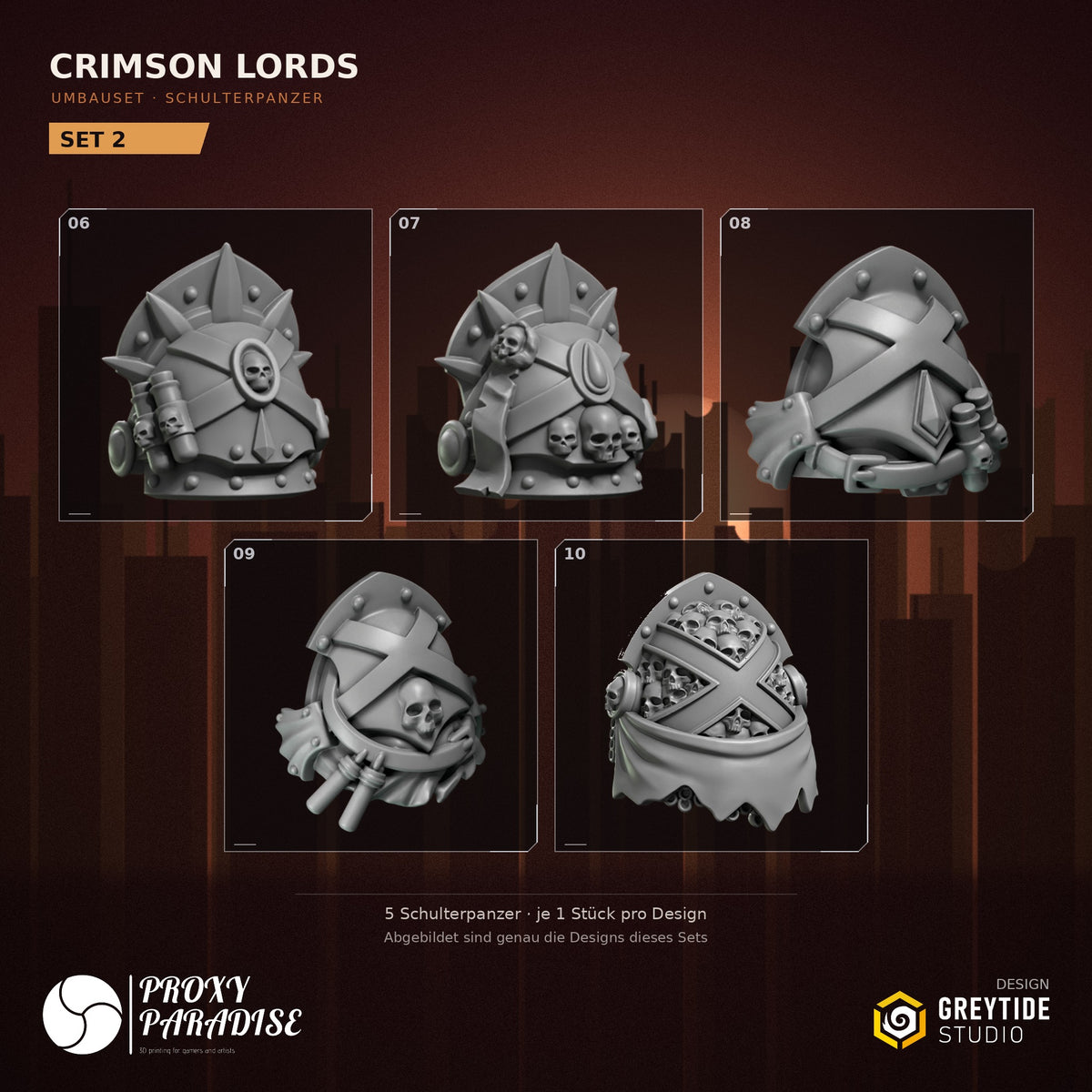 Crimson Lords Schulterpanzer Umbauset – Set 2 mit Designs 06–10
