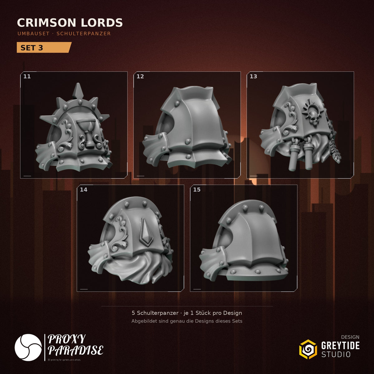 Crimson Lords Schulterpanzer Umbauset – Set 3 mit Designs 11–15
