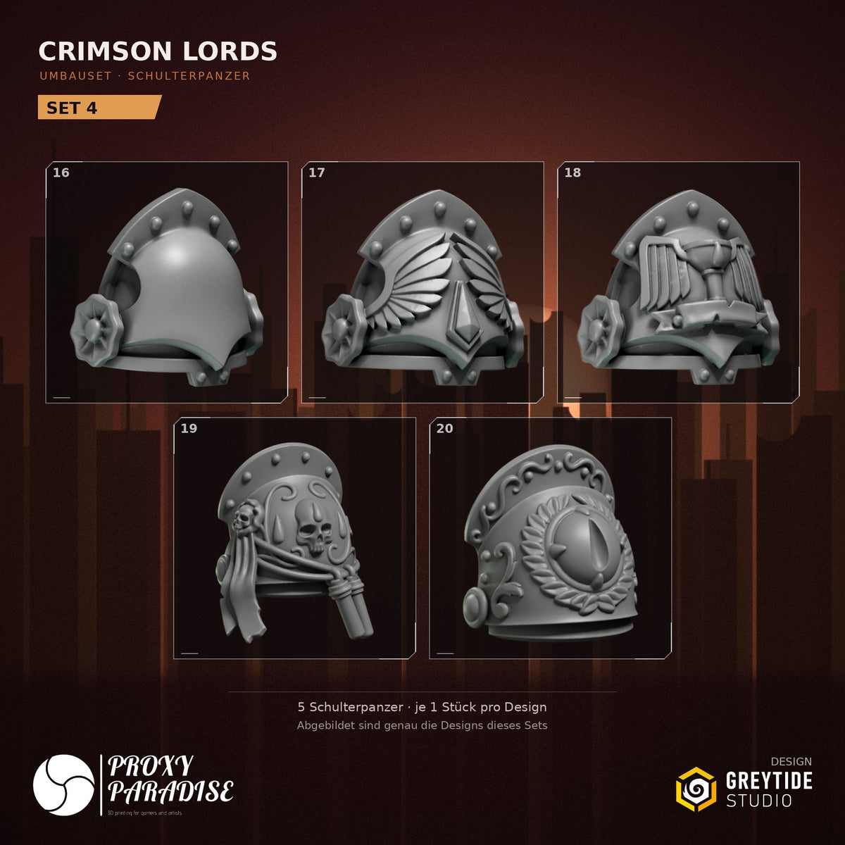 Crimson Lords Schulterpanzer Umbauset – Set 4 mit Designs 16–20