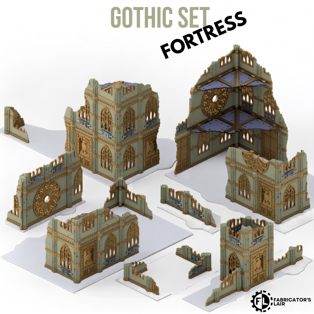 Gothic Foldable Terrain – Fortress Set, Sci-Fi Tabletop Gelände klappbar