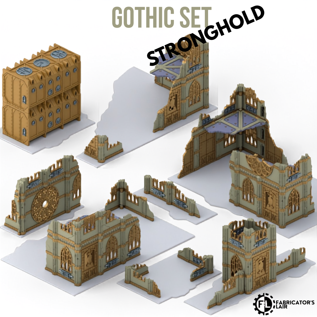 Gothic Foldable Terrain – Stronghold Set, Sci-Fi Tabletop Gelände klappbar