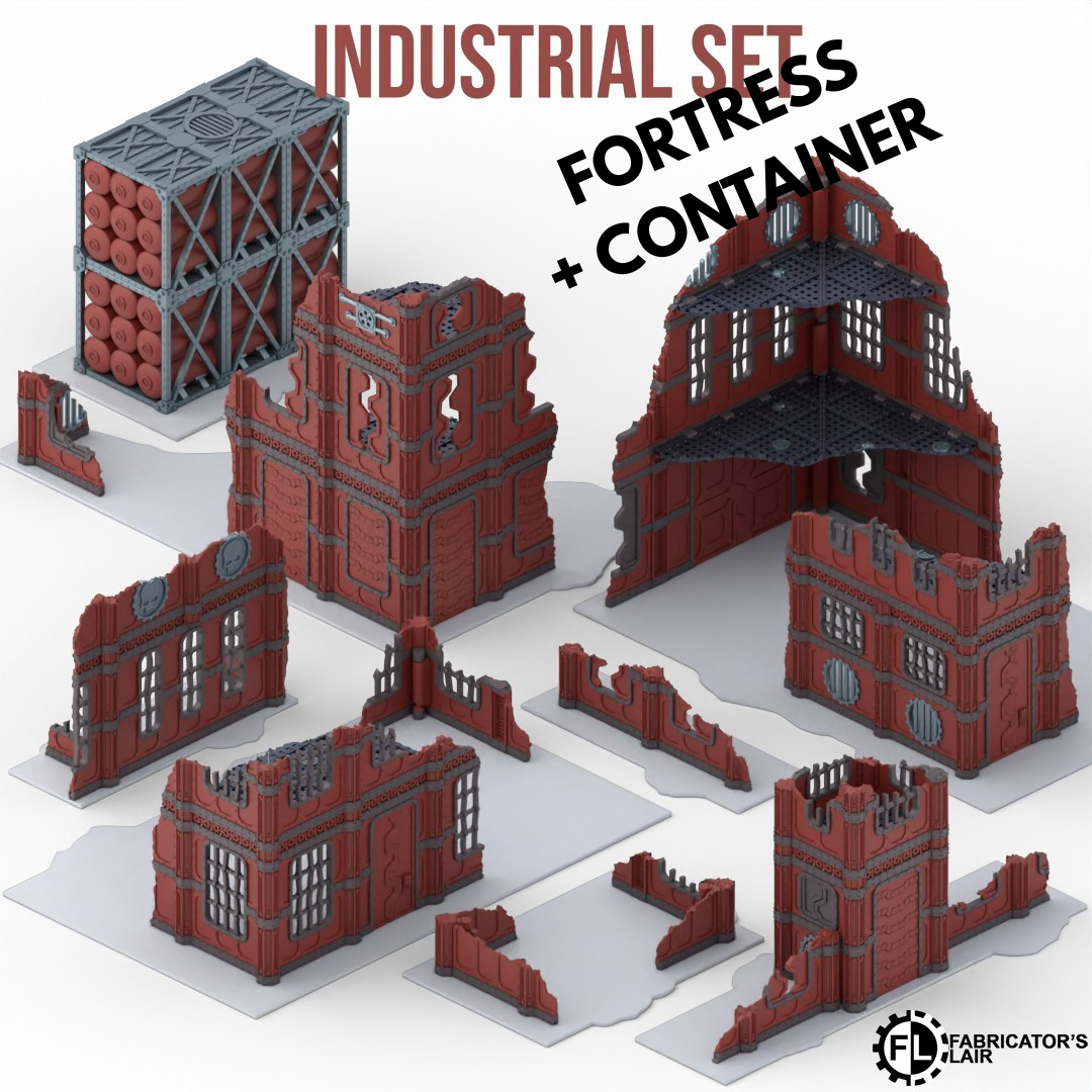 Industrial Foldable Terrain – Fortress mit Container, Sci-Fi Tabletop Gelände klappbar