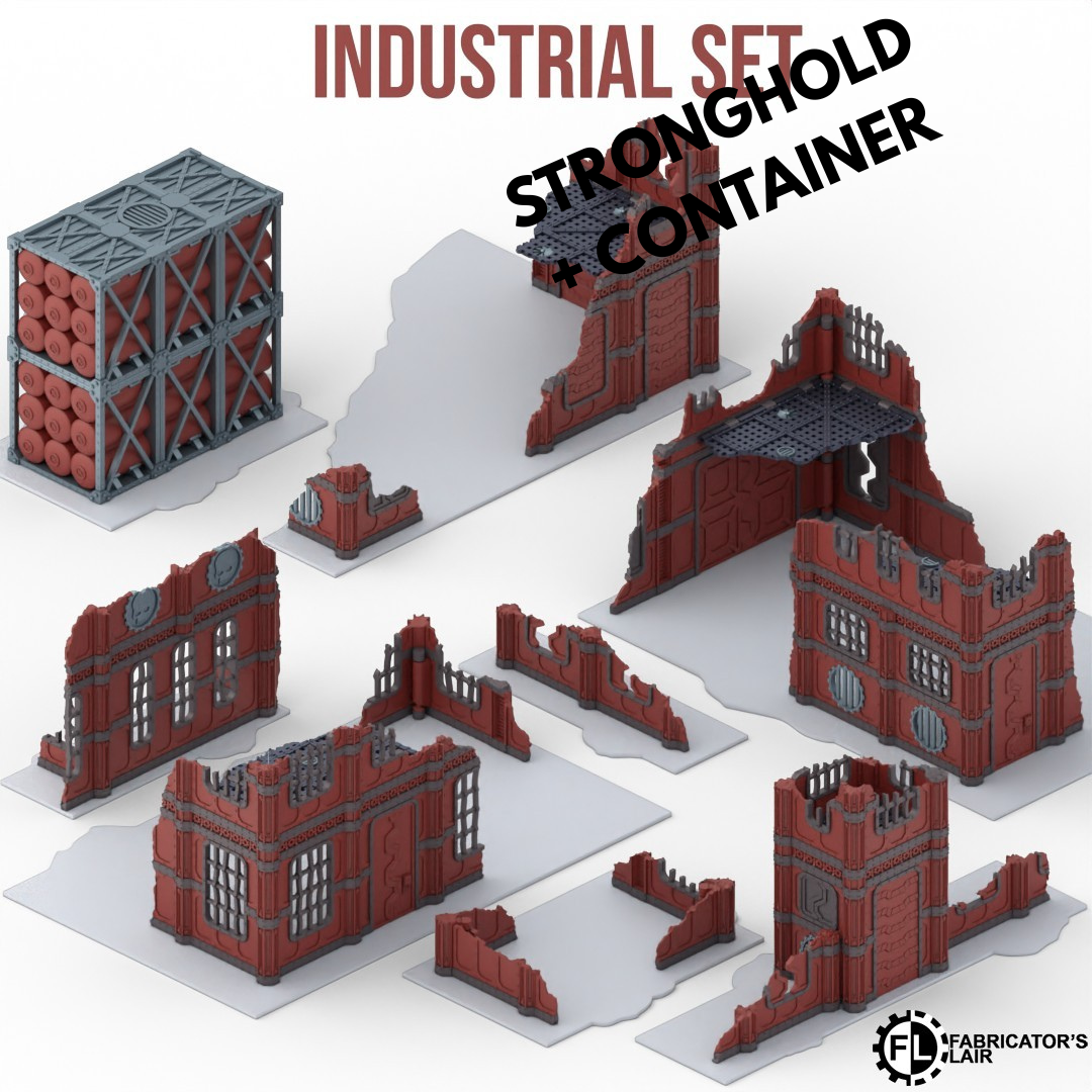 Industrial Foldable Terrain – Stronghold mit Container, Sci-Fi Tabletop Gelände klappbar