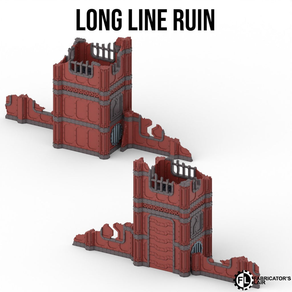 Industrial Gelände lange Ruinenmauer – Sci-Fi Tabletop Terrain