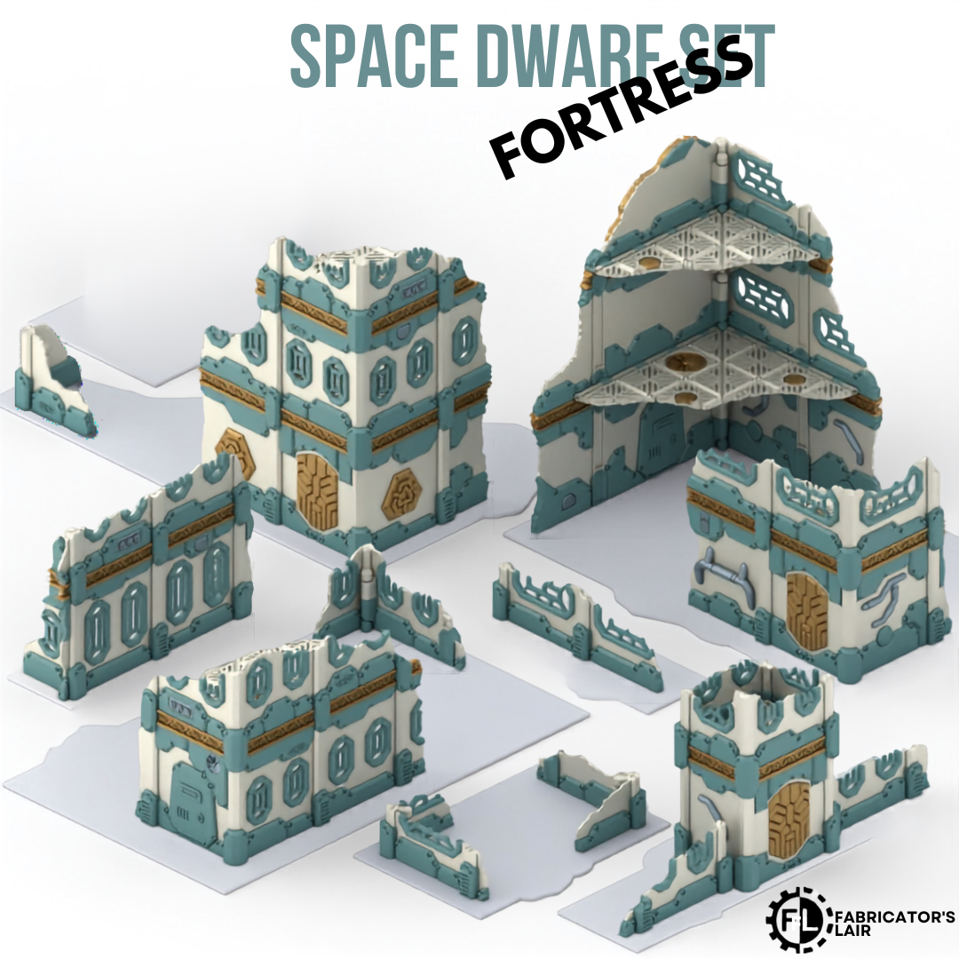 Space Dwarf Foldable Terrain – Fortress mit Container, Detailansicht 2 – Sci-Fi Tabletop Gelände klappbar
