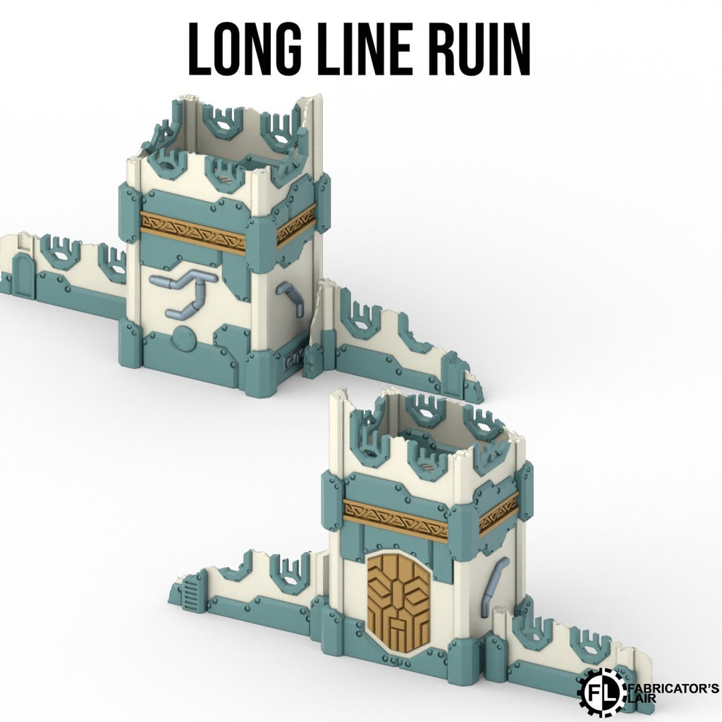 Space Dwarf Gelände lange Ruinenmauer – Sci-Fi Tabletop Terrain