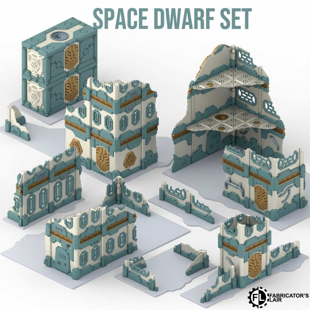 Space Dwarf Foldable Terrain Set – klappbares Sci-Fi Tabletop Gelände