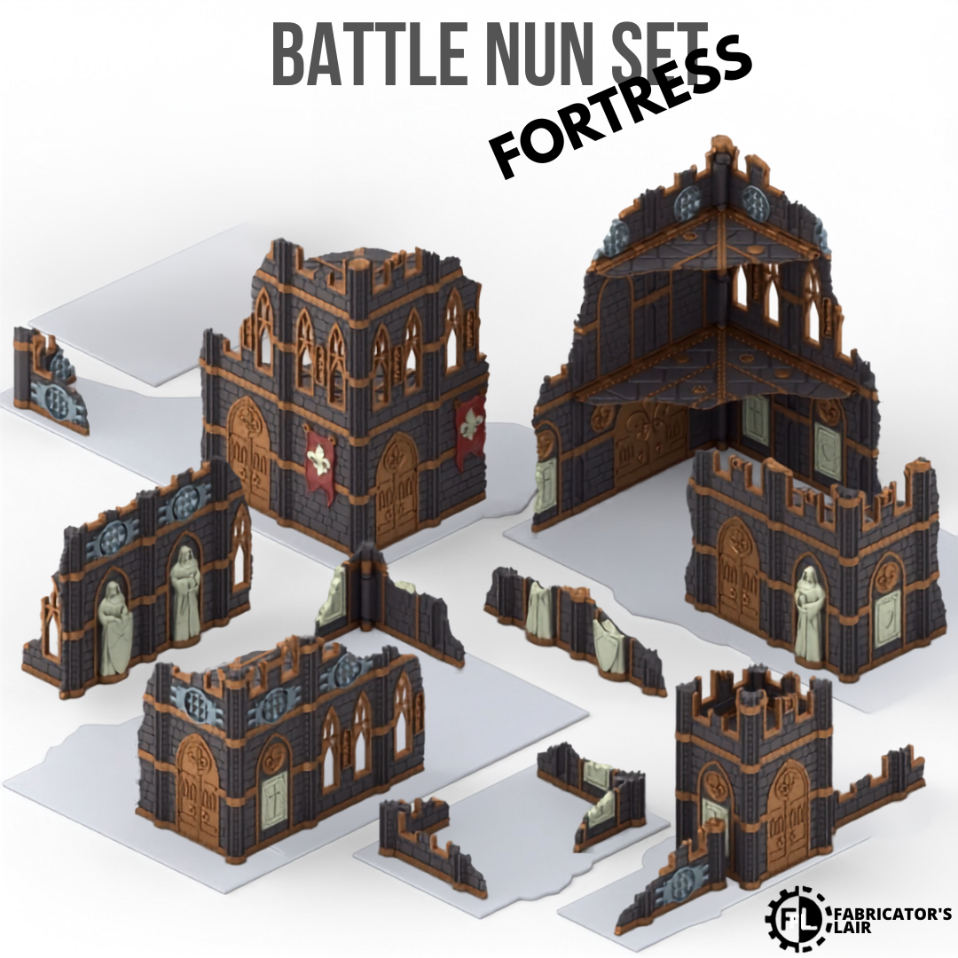Battle Nun Foldable Terrain – Fortress Set, Sci-Fi Tabletop Gelände klappbar