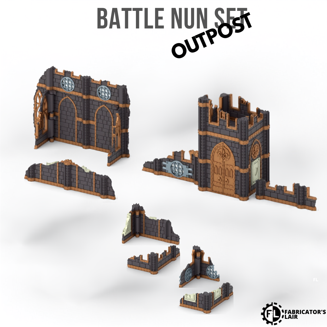 Battle Nun Foldable Terrain – Outpost Set, Sci-Fi Tabletop Gelände klappbar