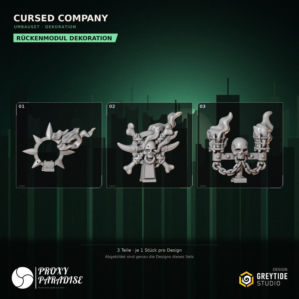 Cursed Company Dekoration Umbauset – Rückenmodul Dekoration, Designs 01–03