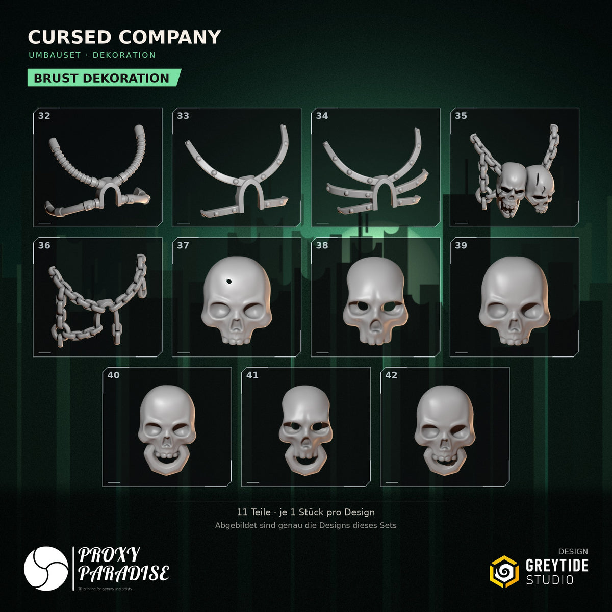 Cursed Company Dekoration Umbauset – Brust Dekoration, Designs 32–42