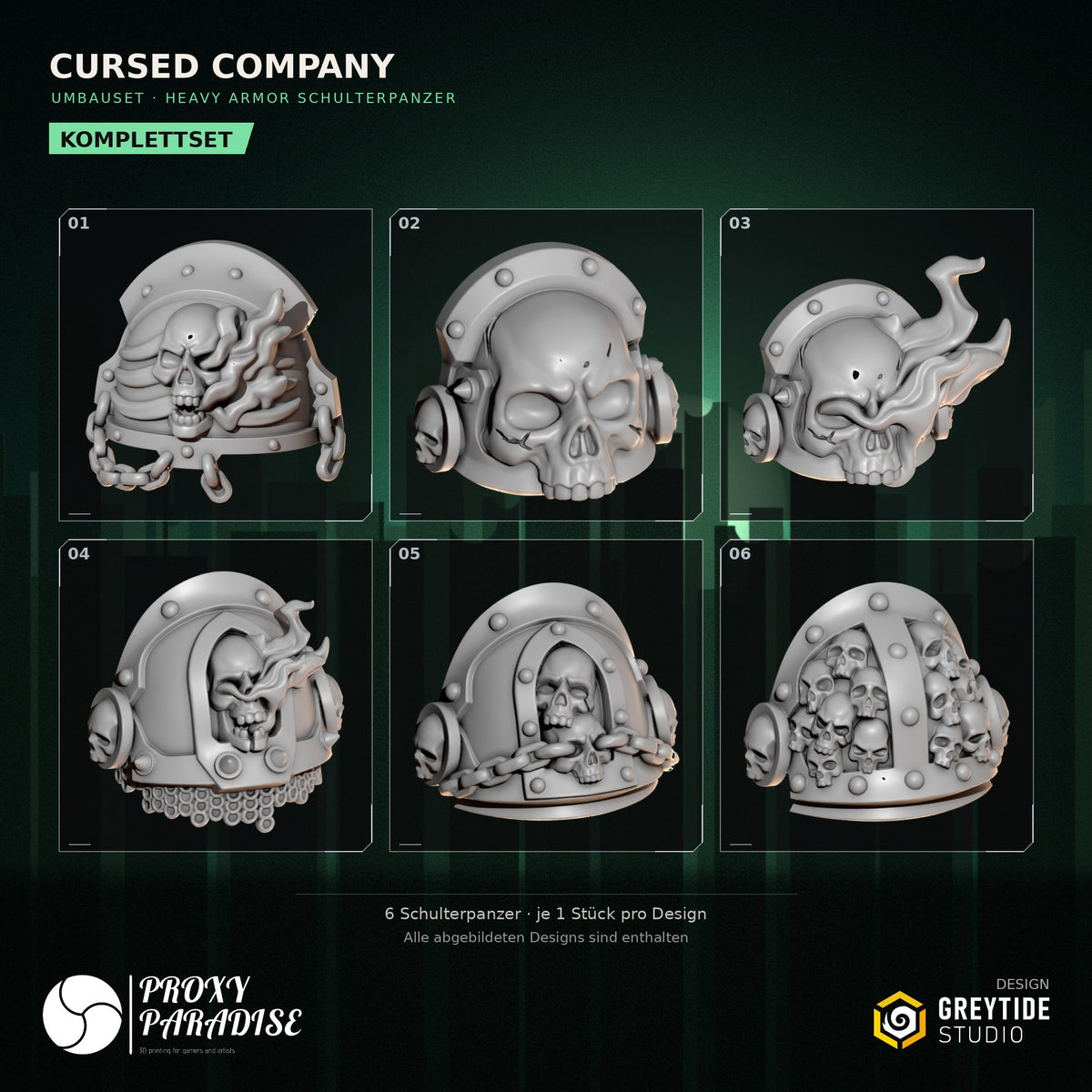 Cursed Company Heavy Armor Schulterpanzer Umbauset – alle 6 Designs