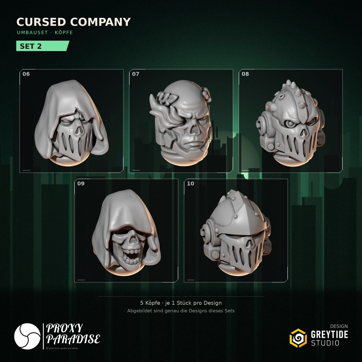 Cursed Company Köpfe Umbauset – Set 2 mit Designs 06–10
