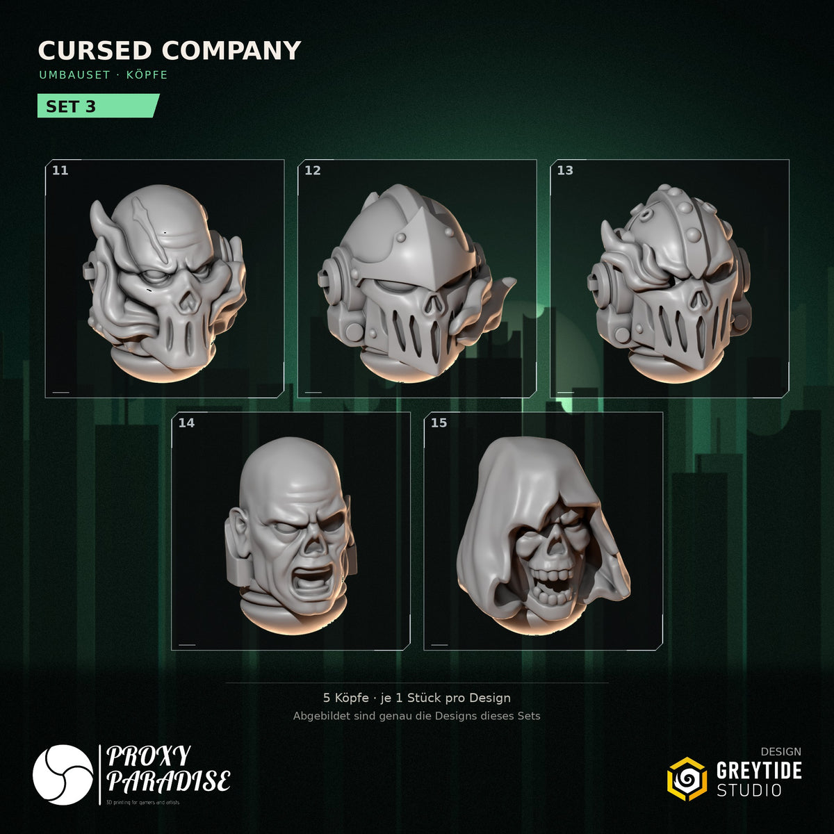 Cursed Company Köpfe Umbauset – Set 3 mit Designs 11–15