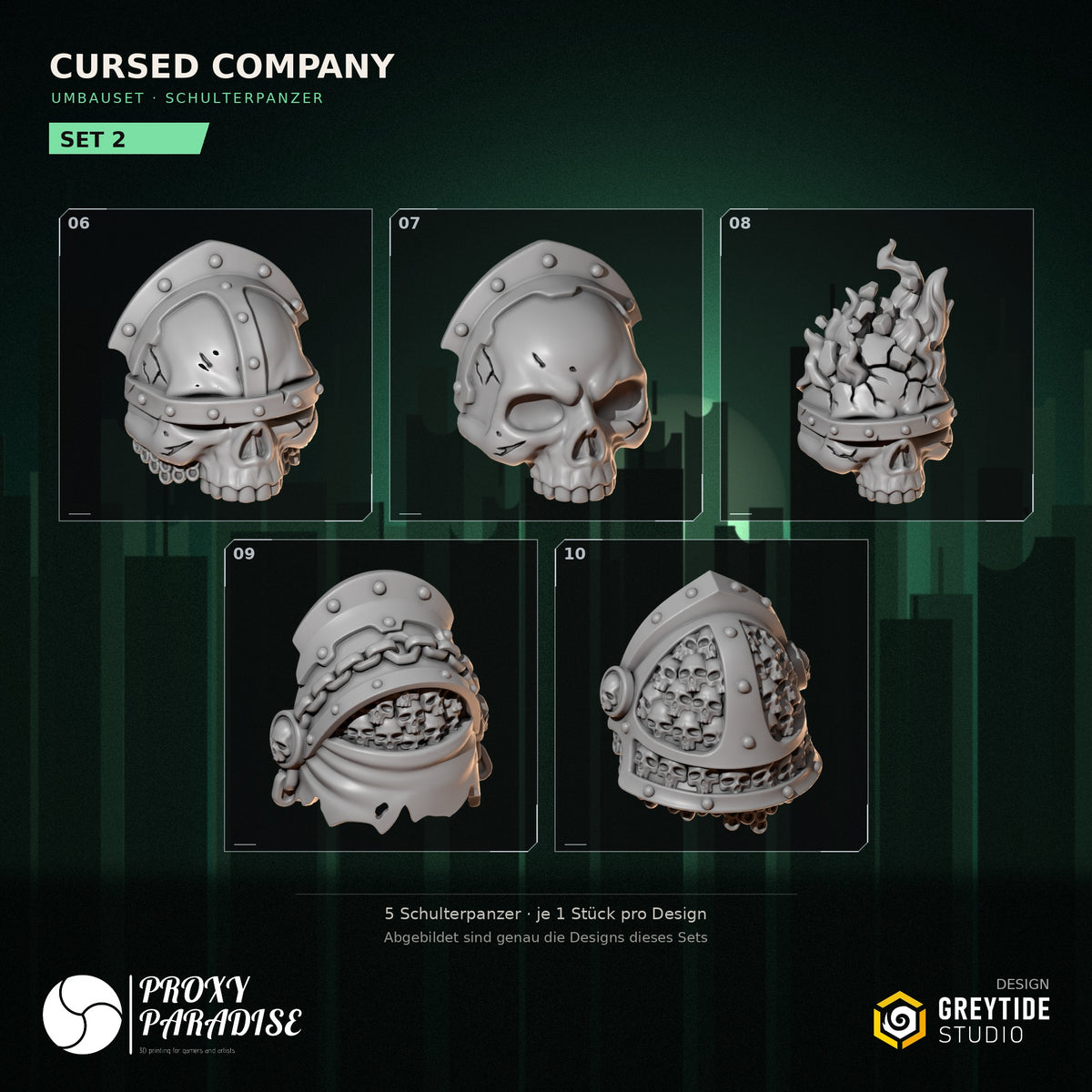Cursed Company Schulterpanzer Umbauset – Set 2 mit Designs 06–10