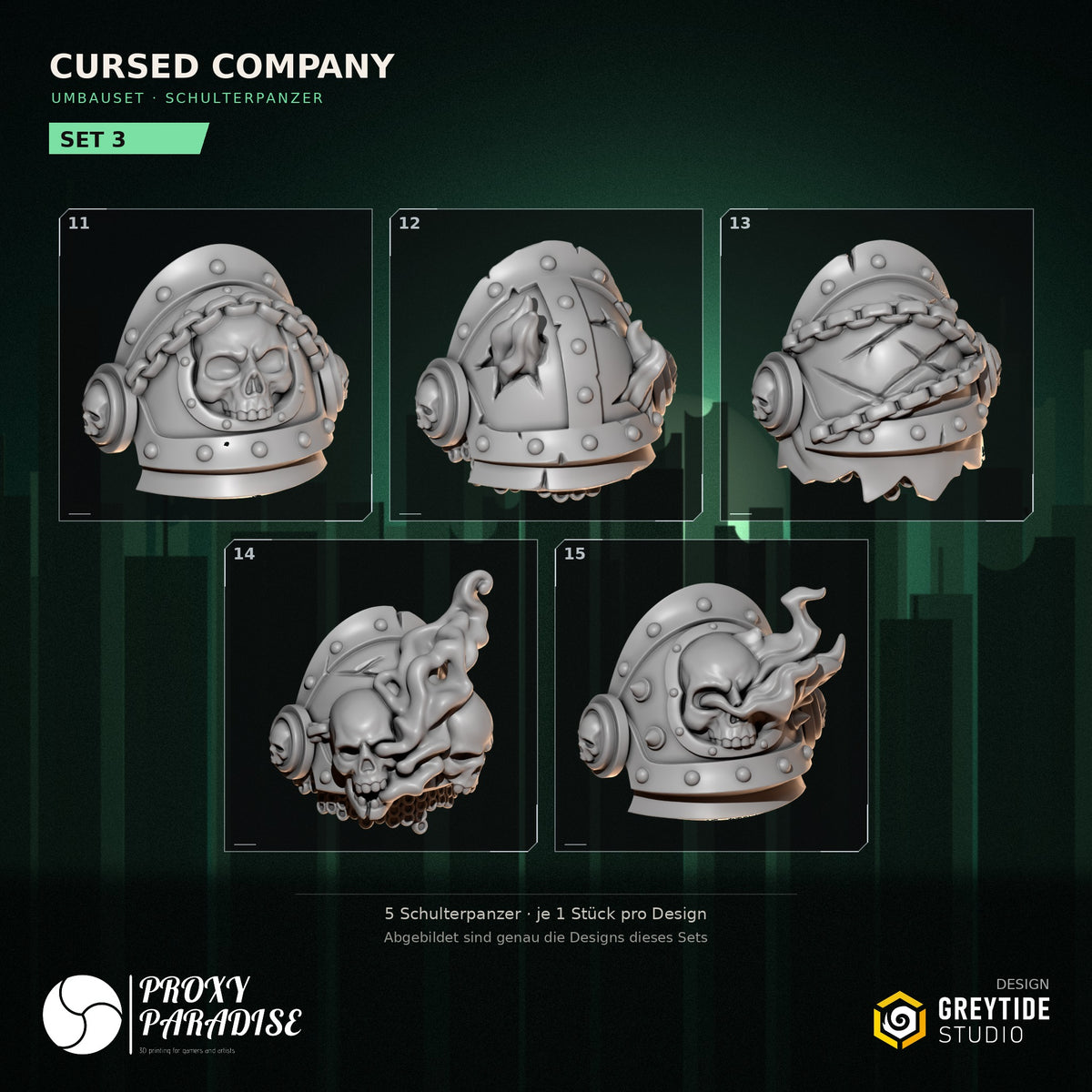 Cursed Company Schulterpanzer Umbauset – Set 3 mit Designs 11–15